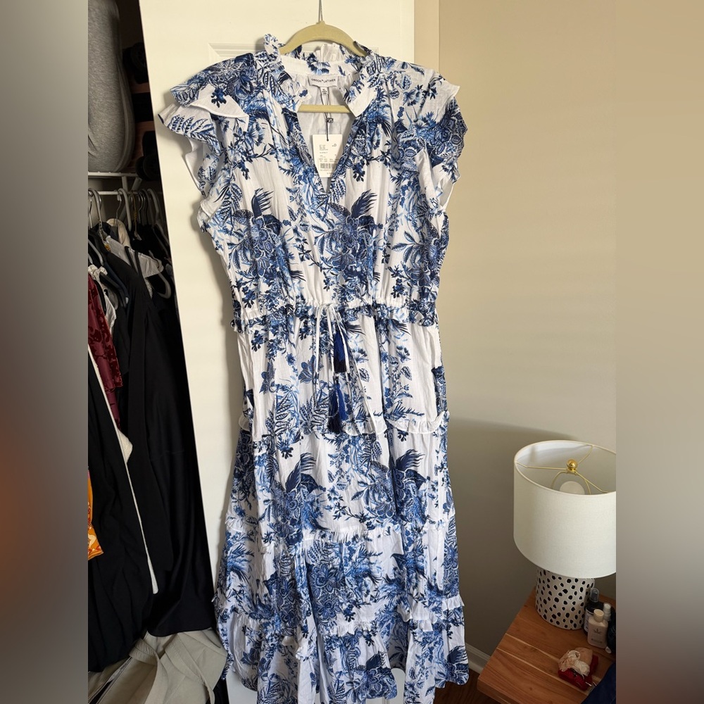 Gibson Latimer Blue and White Floral Maxi Dress